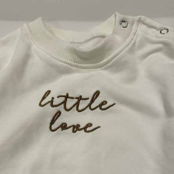 Embroidered “Little Love” Short Sleeve Baby Onesie - Picture 3 of 4